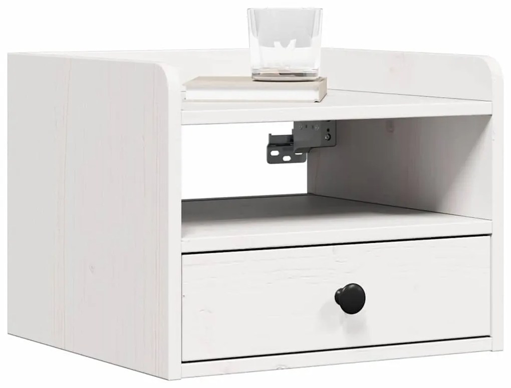 vidaXL Κομοδίνο με συρτάρι Λευκό 38 x 36 x 29,5 εκ Μασίφ ξύλο πεύκου