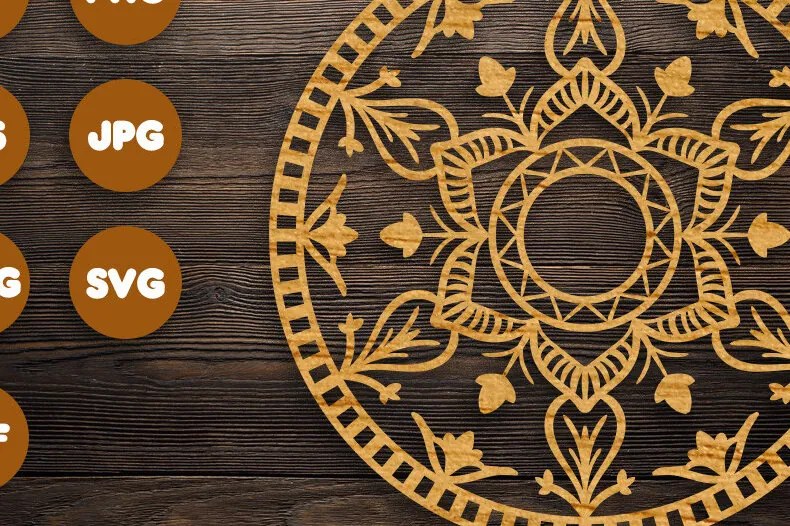 Intra απο ξύλο plywood 3mm-4mm πάχος Τρισδιάστατα κυκλικά Mandala για Cricut Δίασταση 30x30 cm INTRAFABR-74381012