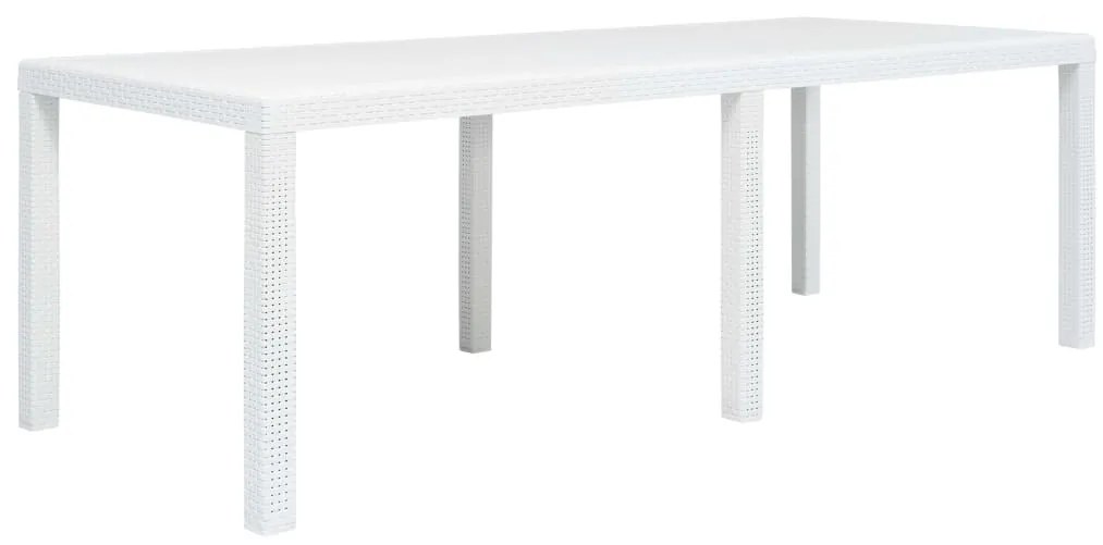 vidaXL Τραπέζι Κήπου Λευκό με Εμφάνιση Ρατάν 220x90x72 εκ. Πλαστικό