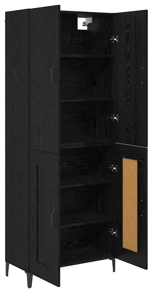 vidaXL Highboard Μαύρη Οξυά 69,5 x 34 x 180 εκ. Επεξεργασμένο ξύλο
