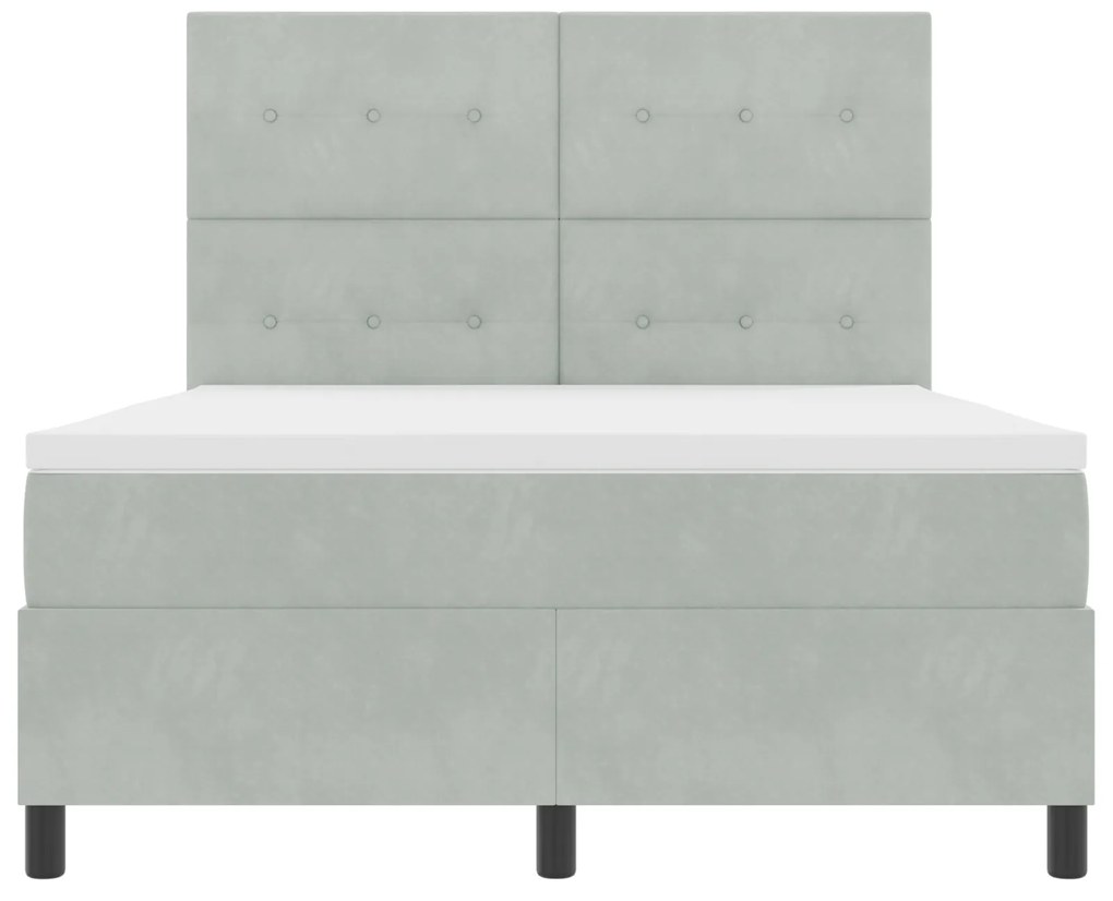 vidaXL Κρεβάτι με Στρώμα Light Grey 140x190 εκ. Βελούδο