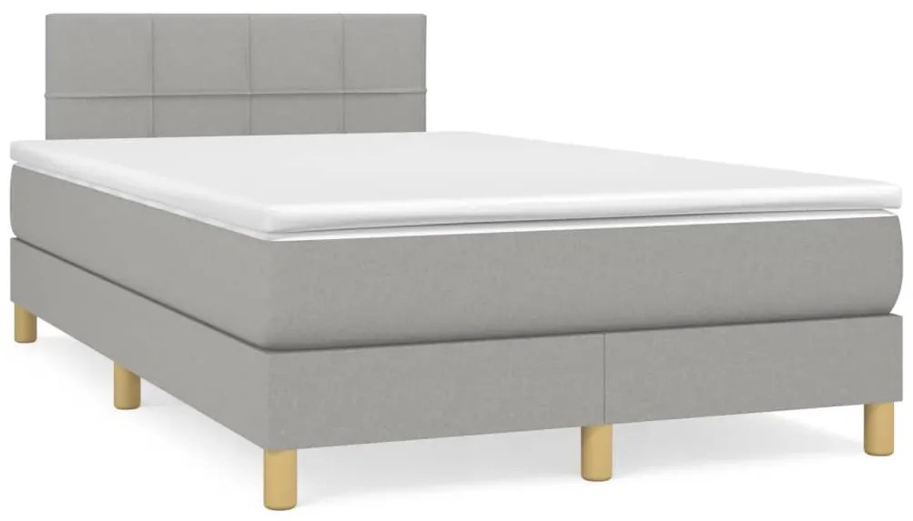 vidaXL Κρεβάτι Boxspring με Στρώμα Ανοιχτό Γκρι 120x190 εκ. Υφασμάτινο