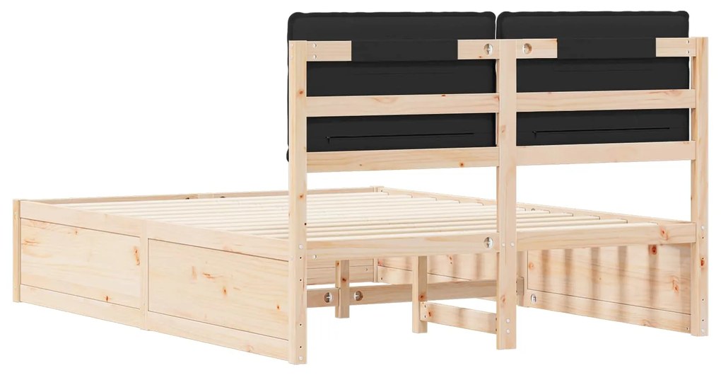 vidaXL Σκελετός Κρεβατιού με Επενδεδυμένο Κεφαλάρι Μαύρο 160 x 200 cm