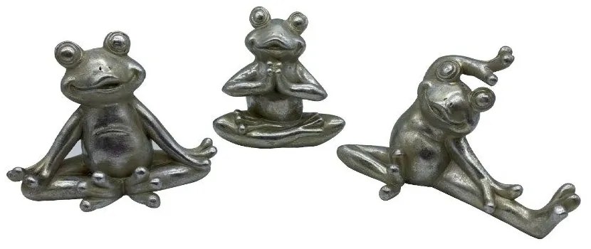 Διακοσμητικοί Βάτραχοι Froggies 2 021864 (Σετ 3τμχ) S:13,3x7,8x10,5 M:10,8x7x11 L:16,3x7,5x10,8 Silver Polyresin