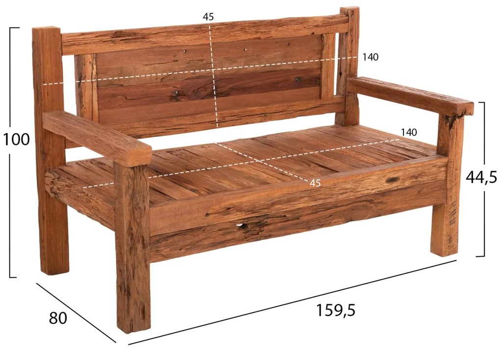 ΠΑΓΚΑΚΙ 3ΘΕΣΙΟ THREEWAY  ΑΝΑΚΥΚΛΩΜΕΝΑ ΞΥΛΑ ΜΙΧ 159,5x80x100Υεκ.