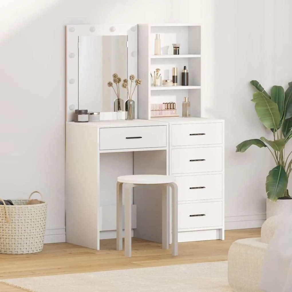 vidaXL Τραπέζι περιποίησης με συρτάρι 2 pcs Λευκό 50 x 41 x 135 εκ