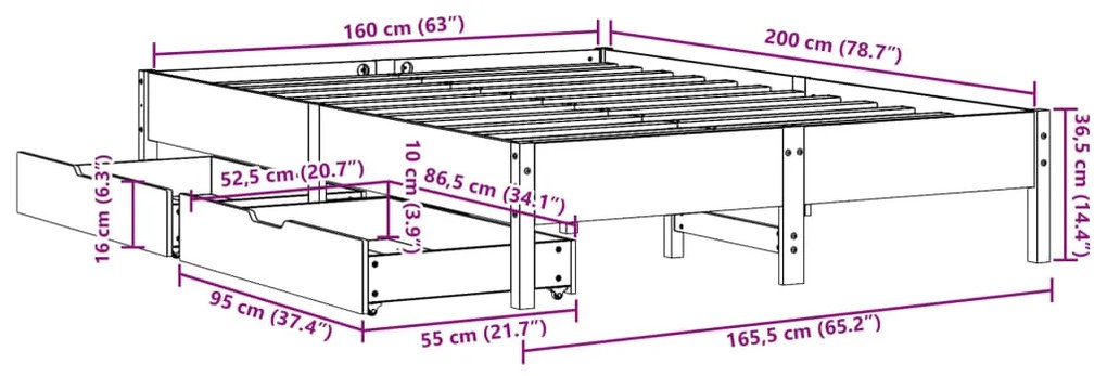 ΣΚΕΛΕΤΟΣ ΚΡΕΒΑΤΙΟΥ ΧΩΡΙΣ ΣΤΡΩΜΑ 160X200 ΕΚ ΜΑΣΙΦ ΞΥΛΟ ΠΕΥΚΟΥ 3301704