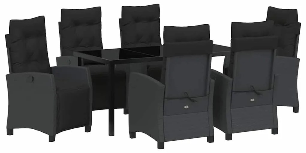 vidaXL Σέτ φαγητού για κήπο 7 pcs Μαύρο συνθετικό ρατάν
