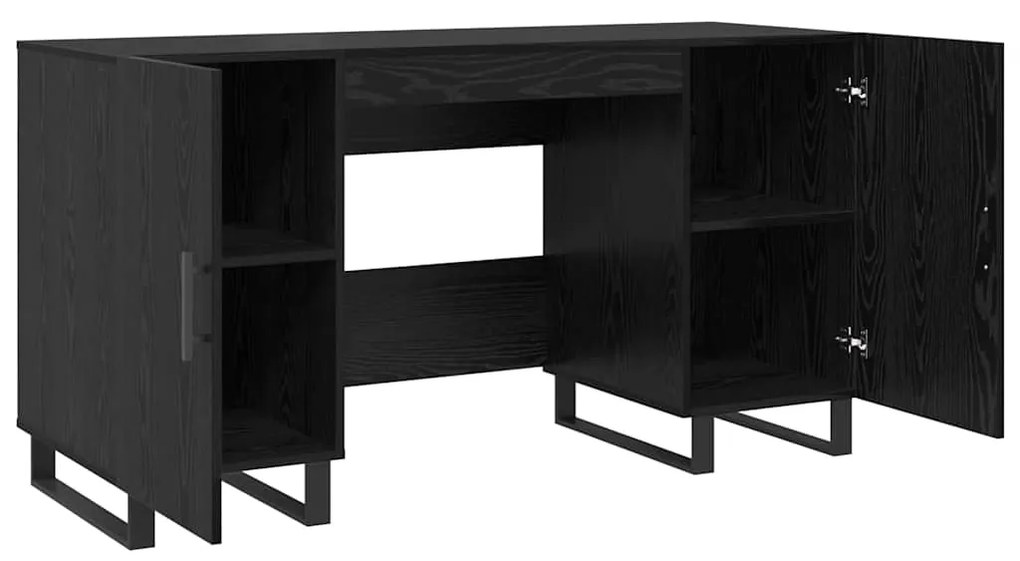 vidaXL Γραφείο με ράφι Μαύρη δρυς 140 x 50 x 75 εκ. Επεξεργασμένο ξύλο