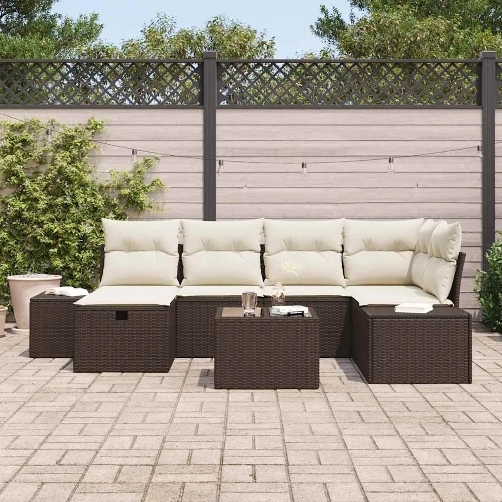 vidaXL Σετ Καναπέ Κήπου 7 pcs Καφέ 55 x 62 x 69 εκ Πολυ ράταν
