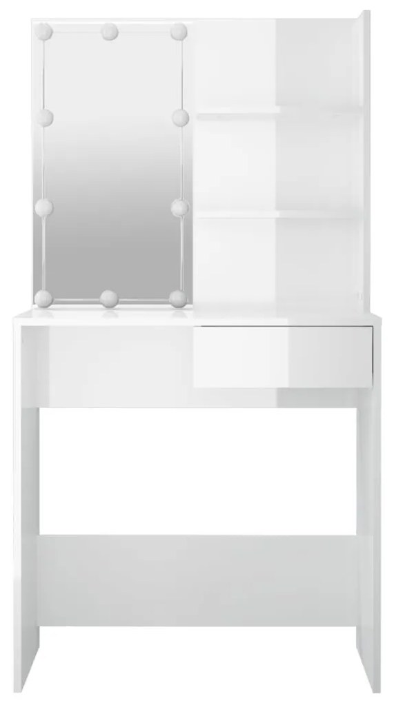 Μπουντουάρ με LED Γυαλιστερό Λευκό 74,5 x 40 x 141 εκ. - Λευκό
