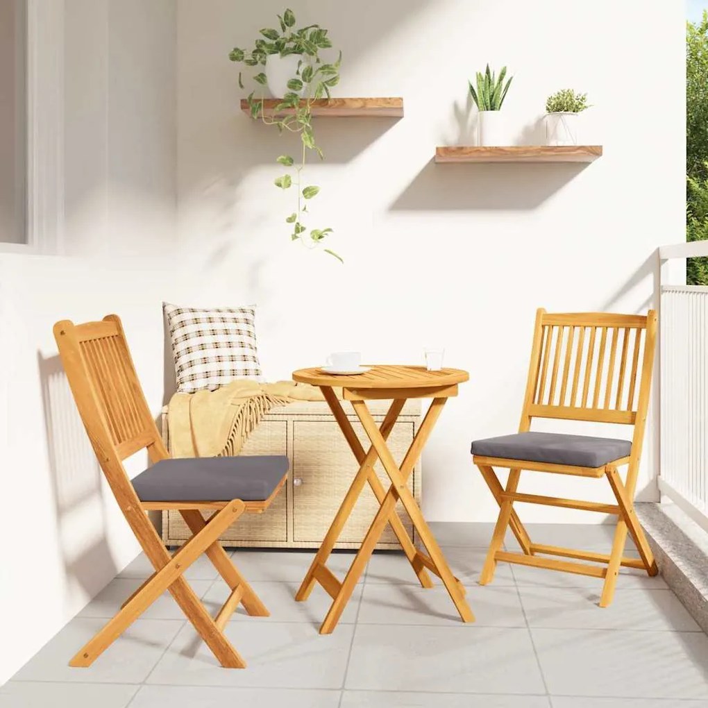 vidaXL Πτυσσόμενη Καρέκλα με μαξιλάρι 2 pcs Γκρι 49 x 57.5 x 92εκ