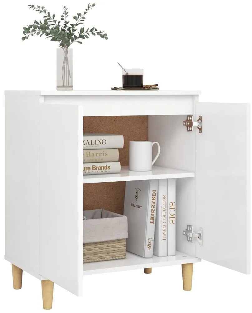 vidaXL Μπουφές Λευκός 60 x 35 x 70 εκ. από Επεξ. Ξύλο με Ξύλινα Πόδια