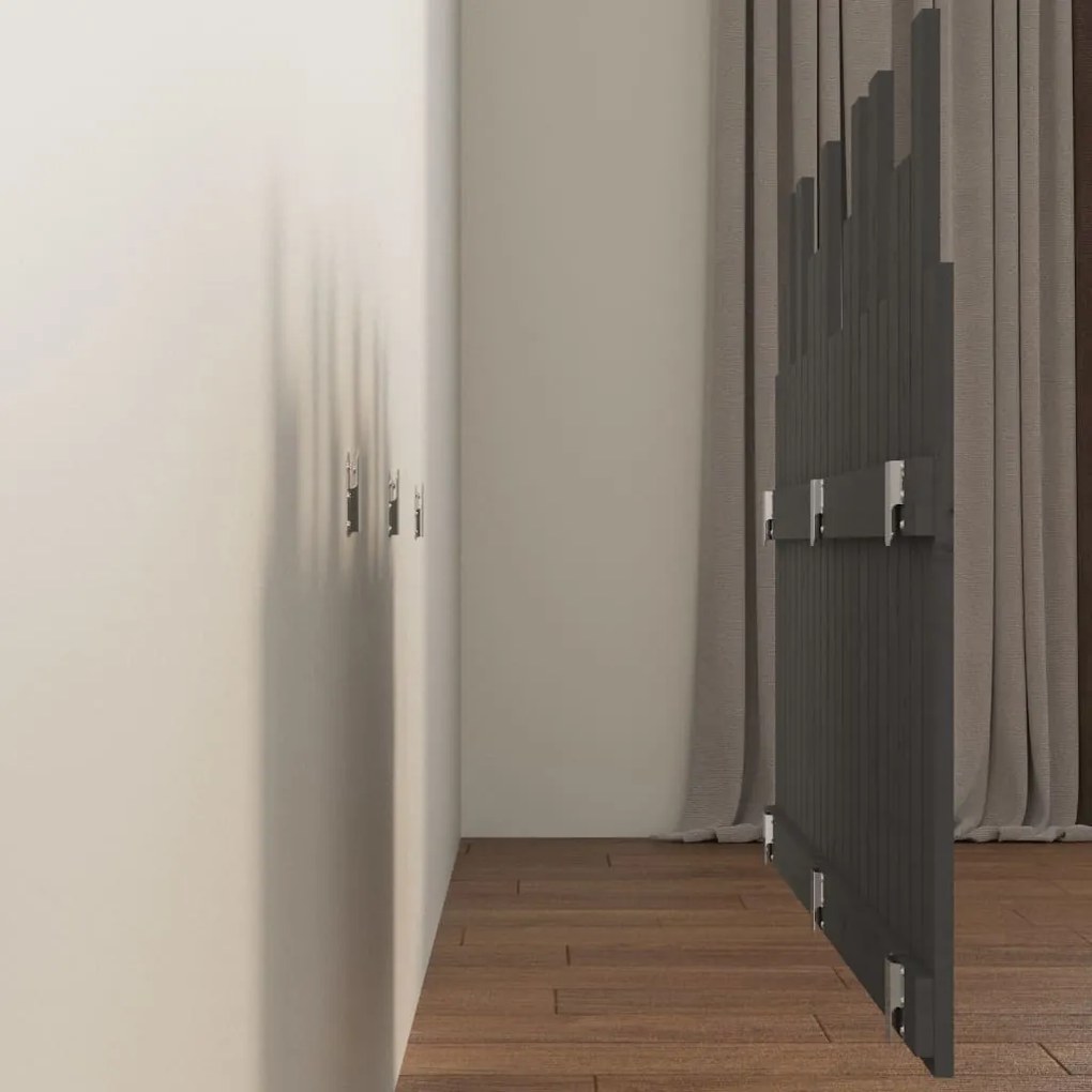 vidaXL Κεφαλάρι Τοίχου Γκρι 127,5x3x80 εκ. από Μασίφ Ξύλο Πεύκου