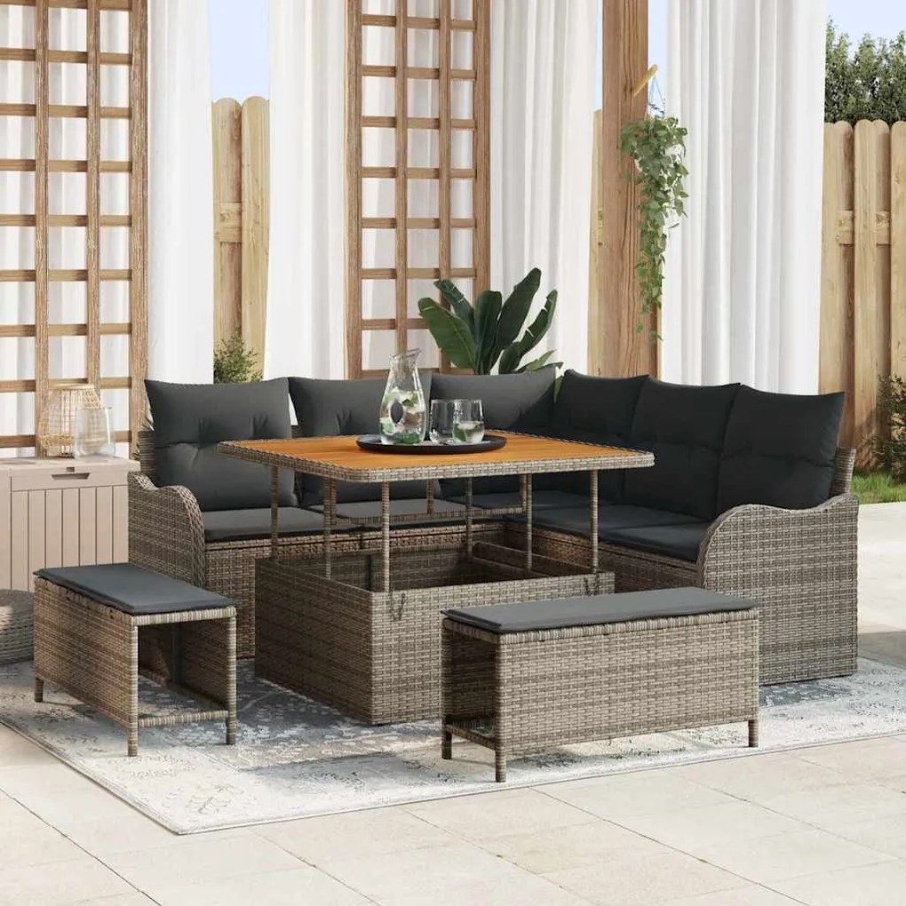 vidaXL Σετ Καναπέ Κήπου 8 pcs Γκρι συνθετικό ρατάν