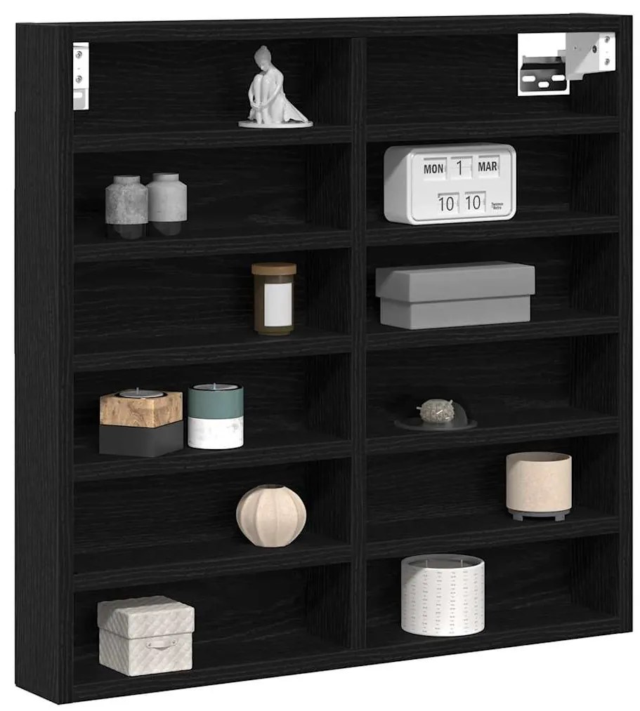 vidaXL Βιτρίνα με ράφι Μαύρη δρυς 60 x 8.5 x 58 εκ Επεξεργασμένο ξύλο