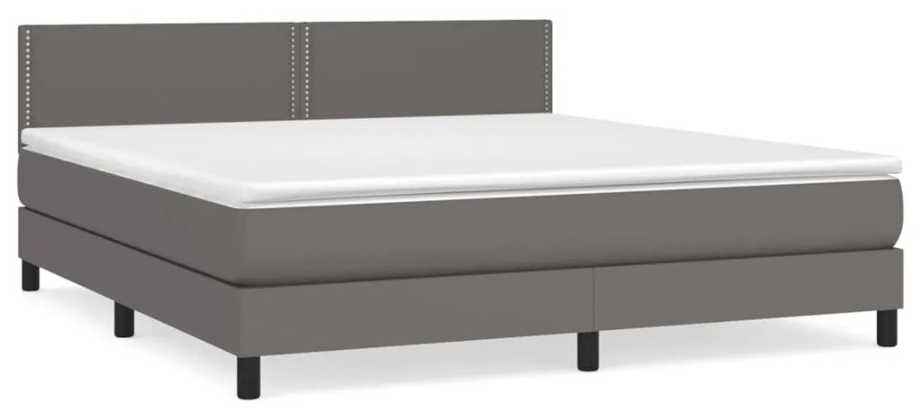 vidaXL Κρεβάτι Boxspring με Στρώμα Γκρι 180x200 εκ. Συνθετικό Δέρμα