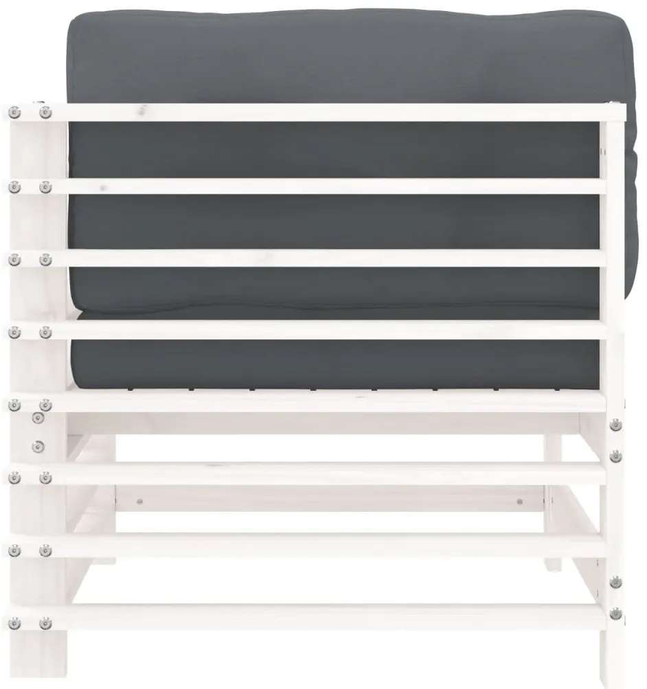 vidaXL Καναπέδες Γωνιακοί με Μαξιλάρια 2 τεμ. Λευκοί Μασίφ Ξύλο Πεύκου