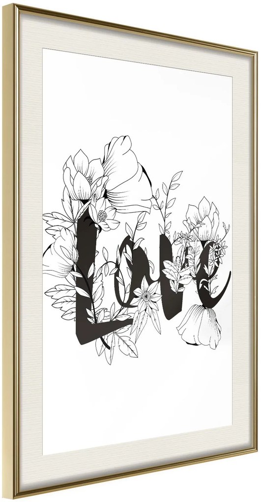 Αφίσα - Blossoming Love - 20x30 - Χρυσό - Με πασπαρτού