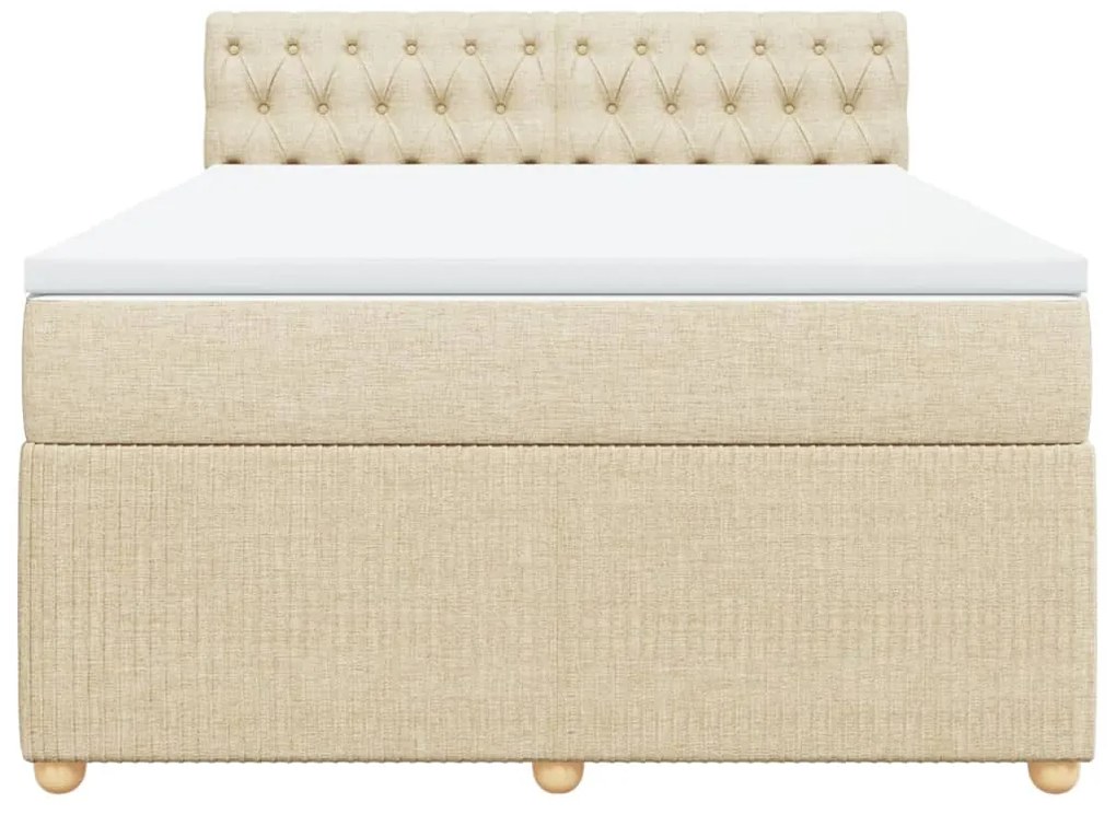 vidaXL Κρεβάτι Boxspring με Στρώμα Κρεμ 140x200 εκ. Υφασμάτινο