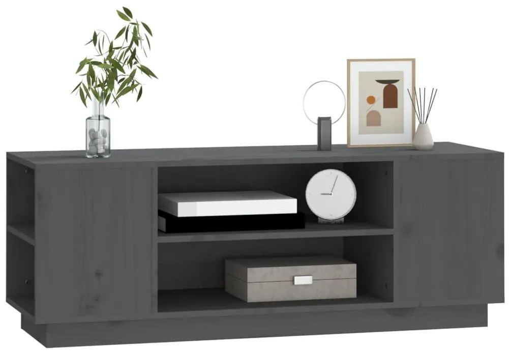 vidaXL Έπιπλο Τηλεόρασης Γκρι 110x35x40,5 εκ. από Μασίφ Ξύλο Πεύκου