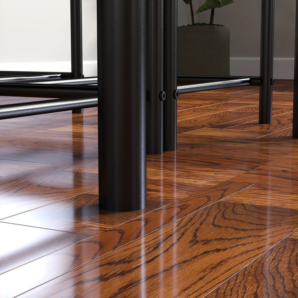 Σετ Τραπεζαρίας HOMCOM 4 τεμαχίων, Σετ Εξοικονόμησης Χώρου με Τραπέζι, 2 Καρέκλες και Πάγκο, για Μικρούς Χώρους, Μέταλλο, Ξύλο, Καφέ