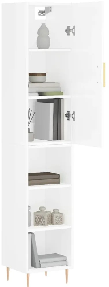 vidaXL Ντουλάπι Γυαλ. Λευκό 34,5 x 34 x 180 εκ. από Επεξεργασμένο Ξύλο