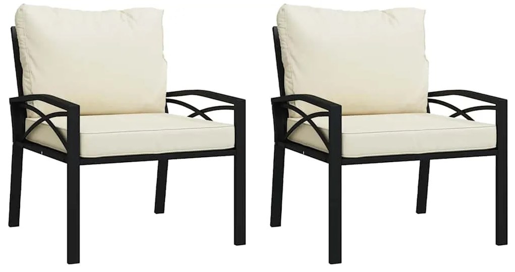 vidaXL Καρέκλες Κήπου 2 τεμ. 68x76x79 εκ Ατσάλινες Μαξιλάρια Χρ. Άμμου