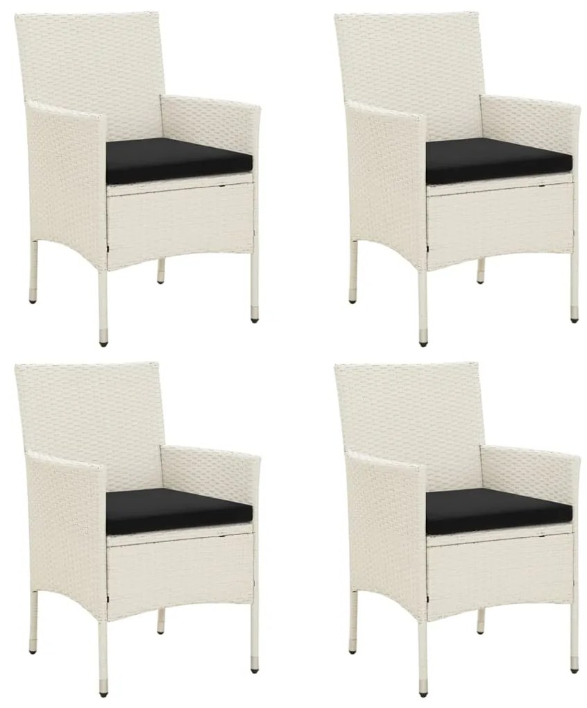 vidaXL Καρέκλες Εξωτερ. Χώρου 4 τεμ. Λευκές Συνθ. Ρατάν με Μαξιλάρια