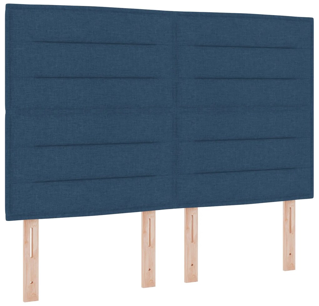 vidaXL Κρεβάτι Box Spring με Στρώμα Μπλε 140x190 εκ. Ύφασμα