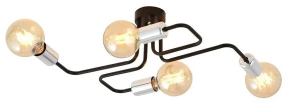 Φωτιστικό Οροφής 4xE27 Ατσάλι VEKEN Made in Poland Emibig-1174/4-Μαύρο-Ασημί 1174/4