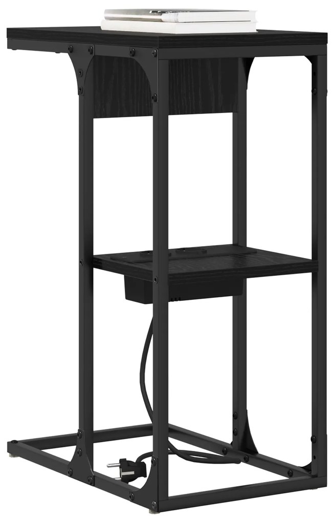 vidaXL Κομοδίνο Μαύρη Δρυς 41.5 x 26 x 60.5 εκ Επεξεργασμένο ξύλο