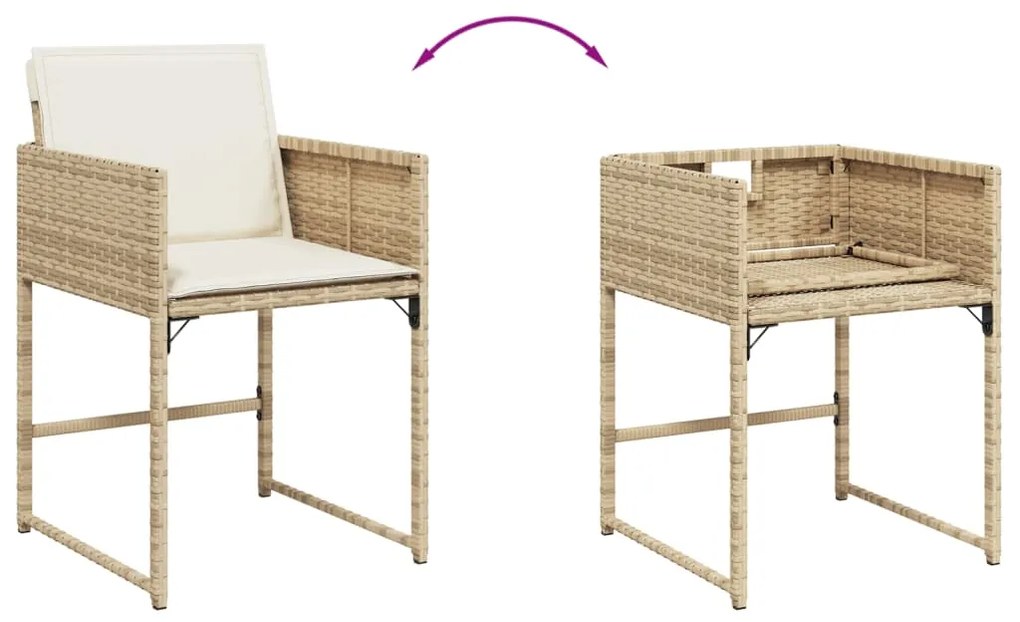 vidaXL Σετ Τραπεζαρίας Κήπου 13 τεμ. Μπεζ Συνθ. Ρατάν με Μαξιλάρια