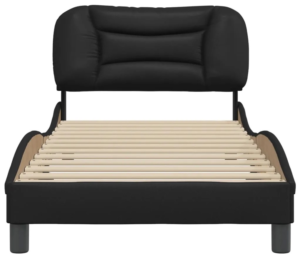 vidaXL Πλαίσιο κρεβατιού χωρίς Στρώμα Hvar Μαύρο 90x190 εκ Συνθετικό Δέρμα
