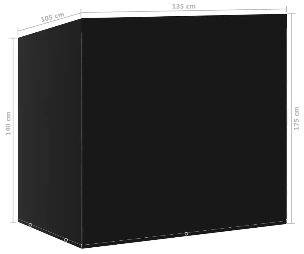 Κάλυμμα Κούνιας Κήπου με 6 Κρίκους 135 x 105 x 175 εκ. - Μαύρο