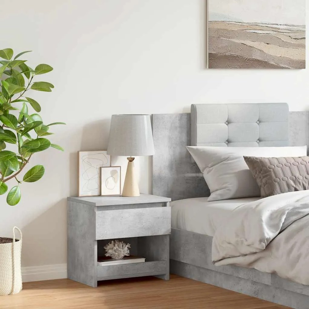 vidaXL Κομοδίνο Γκρι Σκυροδέματος 40 x 30 x 39 εκ. από Επεξ. Ξύλο