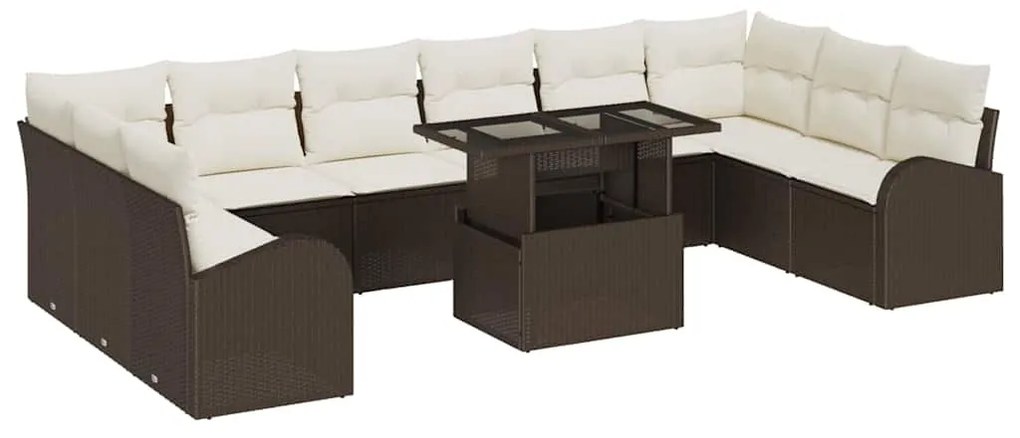 vidaXL Σετ Καναπέ Κήπου 11 pcs Καφέ και κρεμ 100 x 55 x 73 εκ