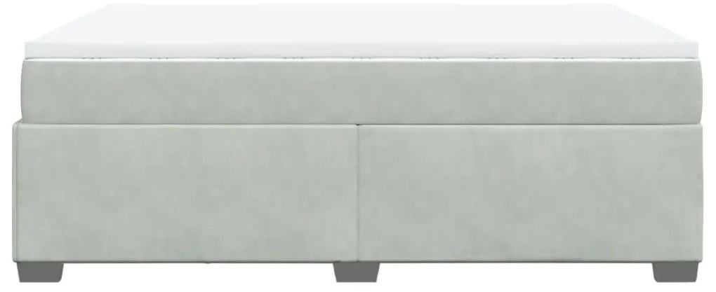 Κρεβάτι Boxspring με Στρώμα Ανοιχτό Γκρι 160x200 εκ. Βελούδινο - Γκρι