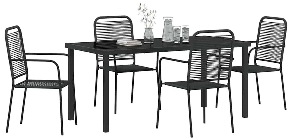 vidaXL Σέτ φαγητού για κήπο 5 pcs Μαύρο
