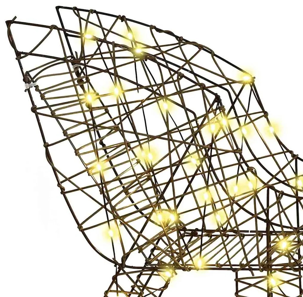 vidaXL Έλκηθρο με Ελάφια Θερμό λευκό 70 x 26 x 128,5 εκ Ρατάν