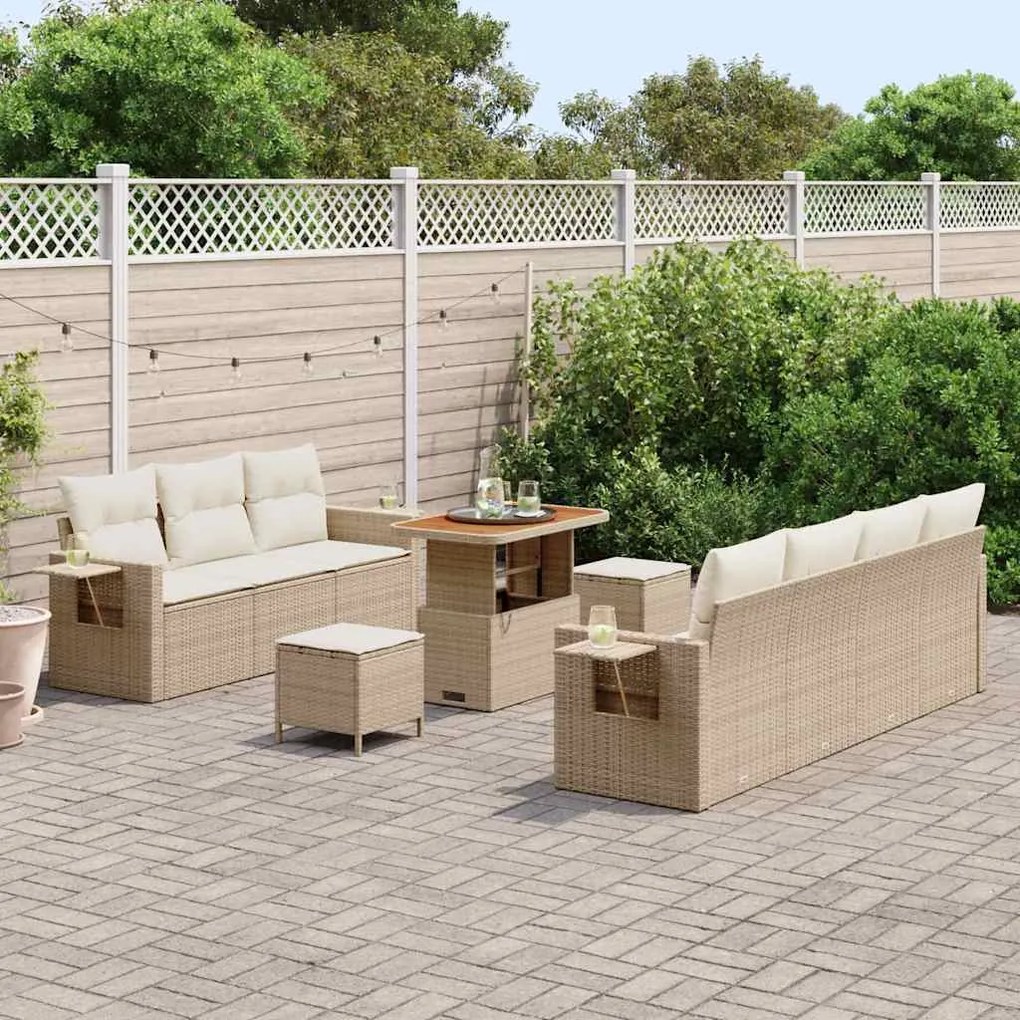 vidaXL Σετ Καναπέ Κήπου 10 pcs μπεζ και κρεμ 90 x 55 x 71 cm