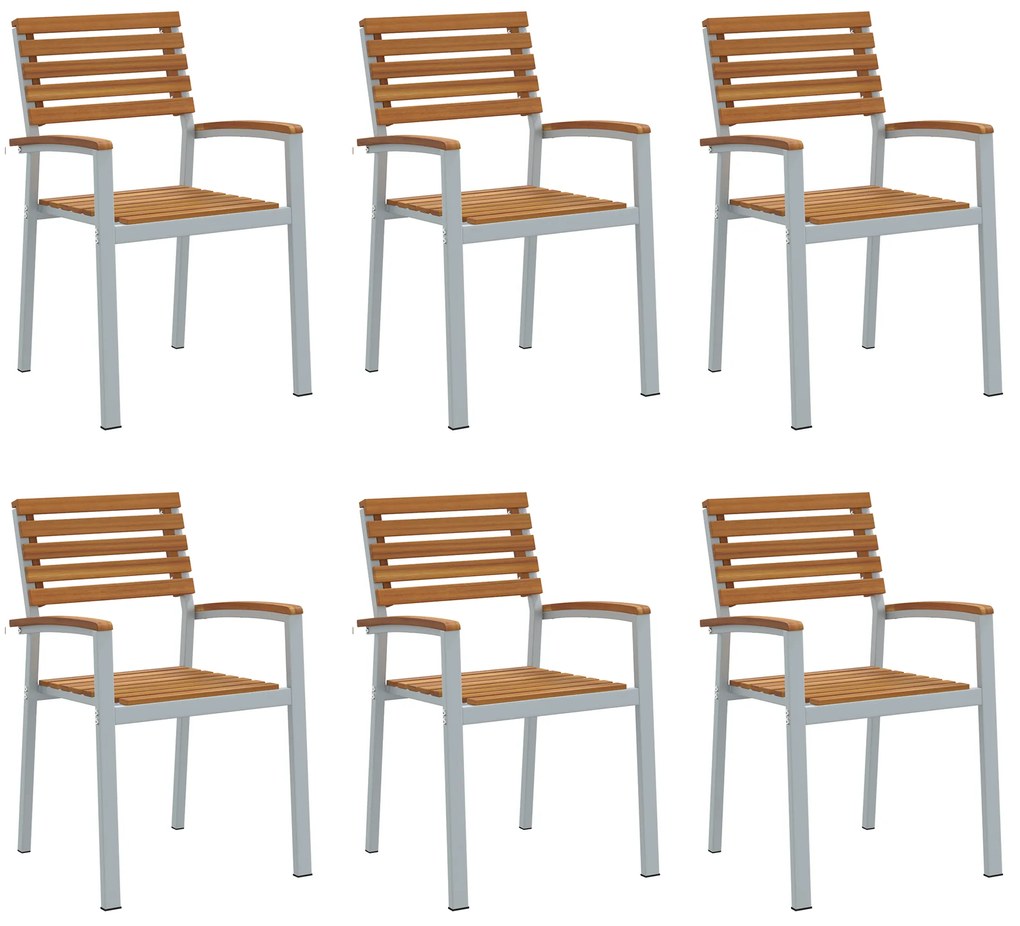 vidaXL Καρέκλα Κήπου 6 pcs Καφέ 56 x 57 x 87εκ. Μασίφ ξύλο ακακίας