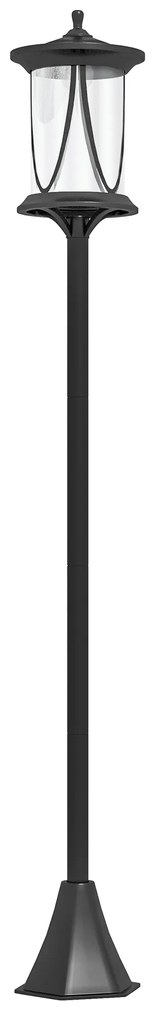 Outsunny Ηλιακό φωτιστικό εξωτερικού χώρου, LED, αυτόματη λειτουργία, ανθεκτικό στις καιρικές συνθήκες, 6 ώρες φωτισμού, 17Π x 17Β x 127Υ εκ., Μαύρο