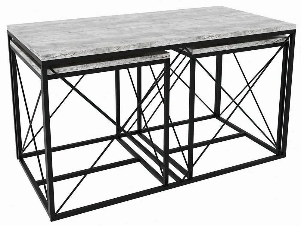 Ζιγκόν Defne (Σετ 3Τμχ) 854KLN2907 100x50x52/45x45x47cm Light Grey-Black