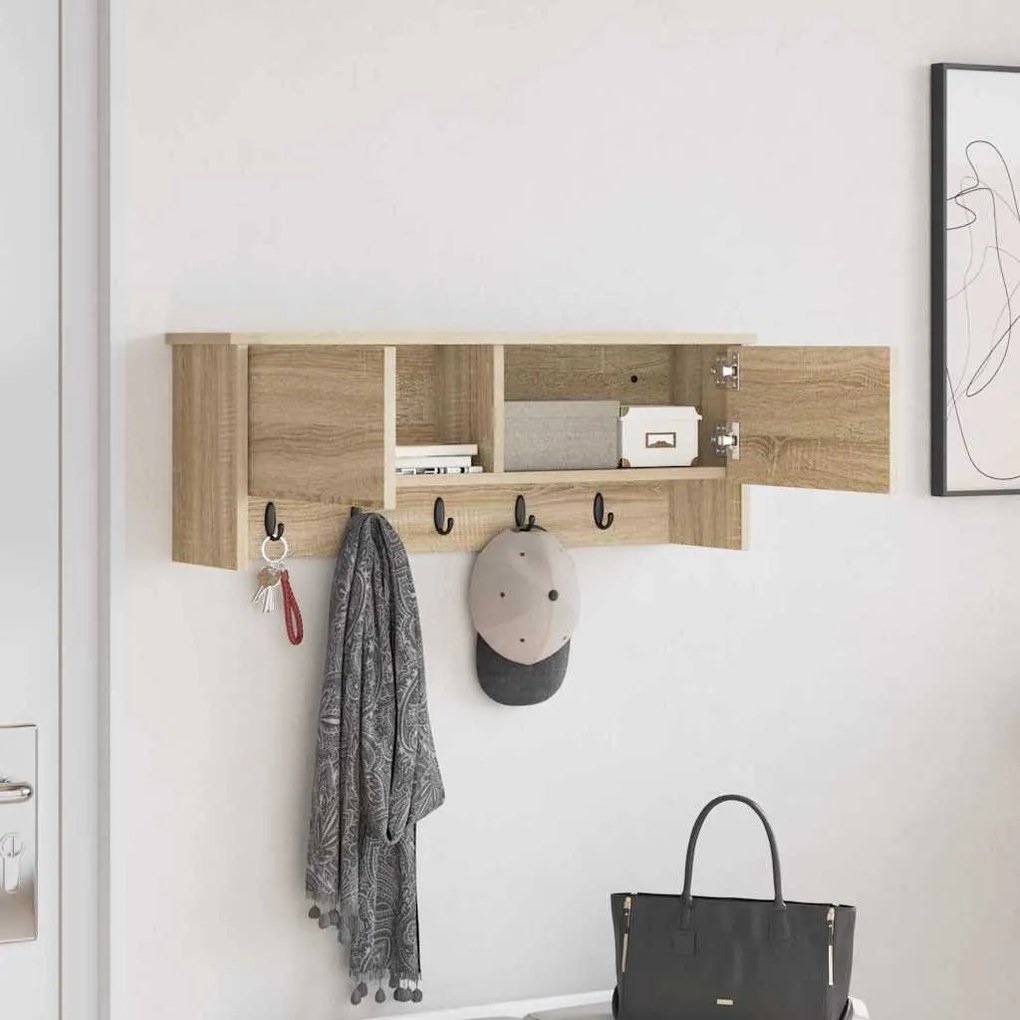 vidaXL Τοίχου Κρεμάστρα Sonoma Δρυς 80 x 20 x 30 cm Επεξεργασμένο ξύλο