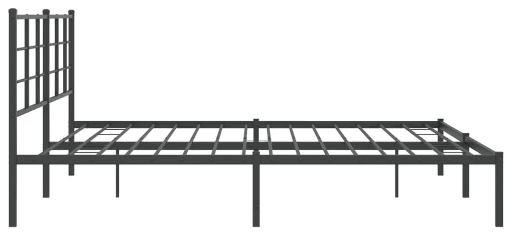vidaXL Πλαίσιο Κρεβατιού με Κεφαλάρι Μαύρο 193 x 203 εκ. Μεταλλικό