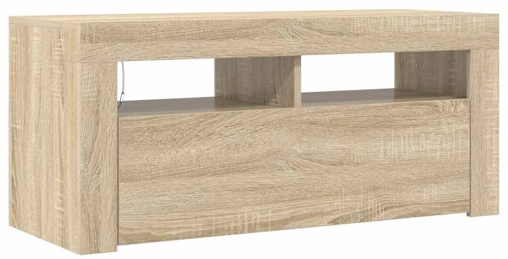 vidaXL Έπιπλο Τηλεόρασης με LED Sonoma Δρυς 90x35x40 εκ.