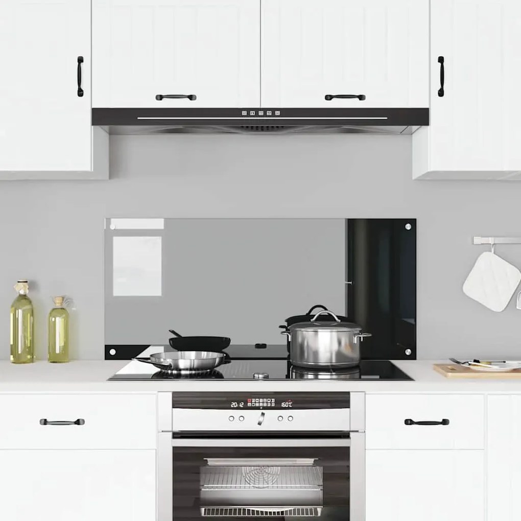 vidaXL Πίσω Πάνελ Κουζίνας Μαύρο 110 x 50 x 0.6 εκ. σκληρυμένο γυαλί