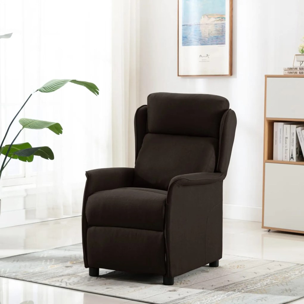 vidaXL Πολυθρόνα Ανακλινόμενη Σκούρο Καφέ 67,5x93,5x101,5 εκ Ύφασμα