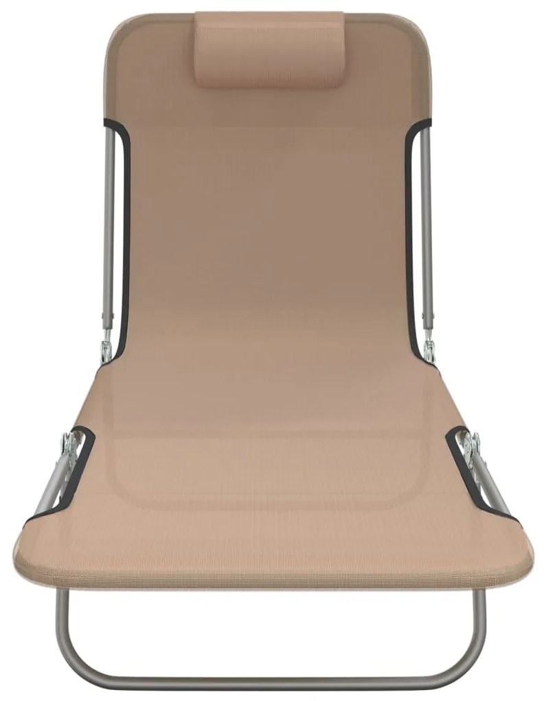 vidaXL Ξαπλώστρες Πτυσσόμενες 2 τεμ. Taupe από Textilene &amp; Ατσάλι